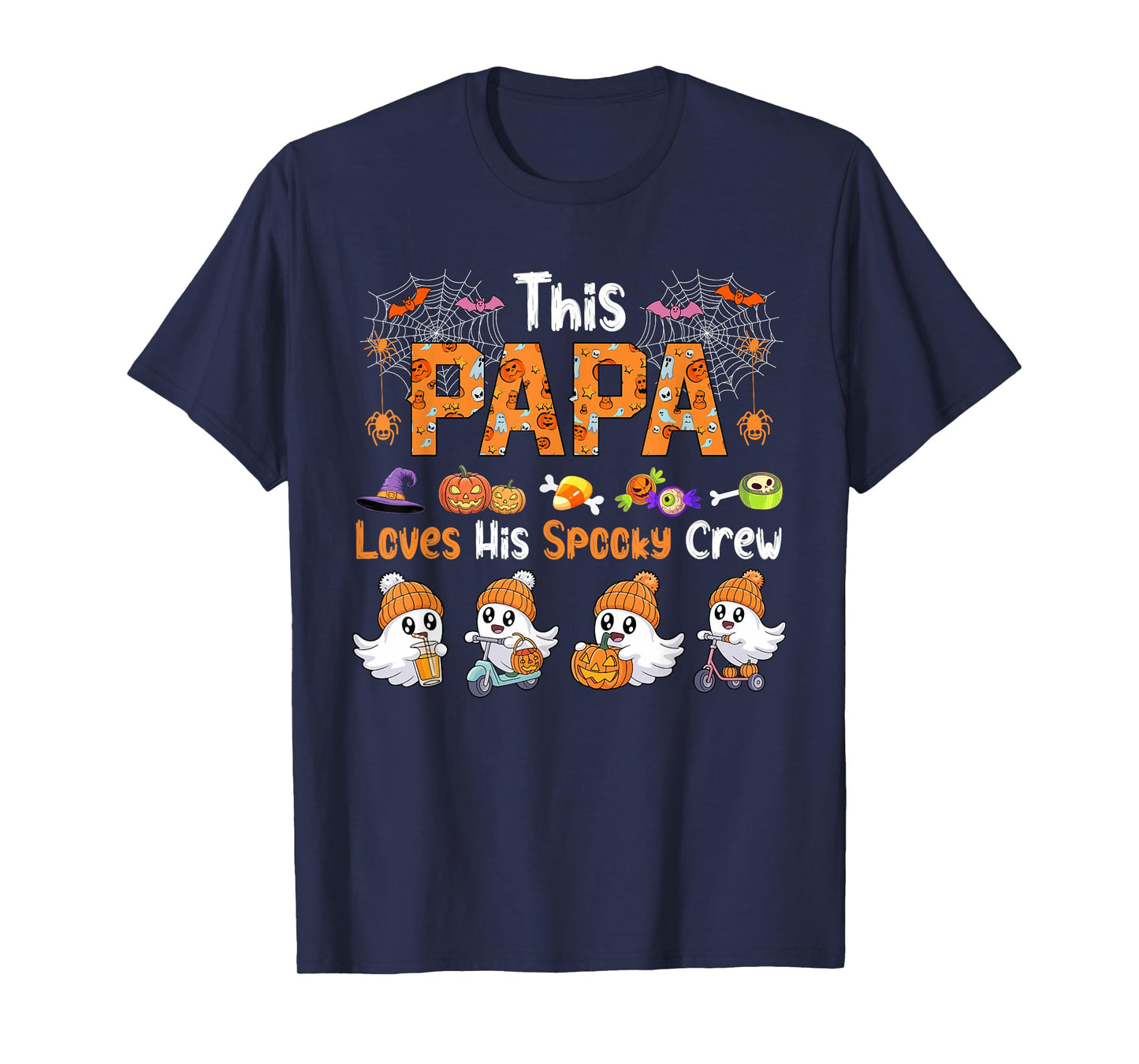 Papa Loves His Spooky Halloween Crew Group Funny Boos T-Shirt