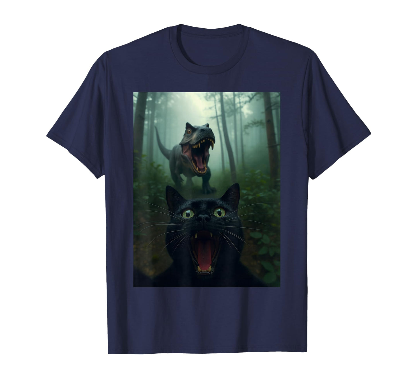 Funny Cat Selfie with T-Rex Dinosaur Gifts for Men Women Kid T-Shirt