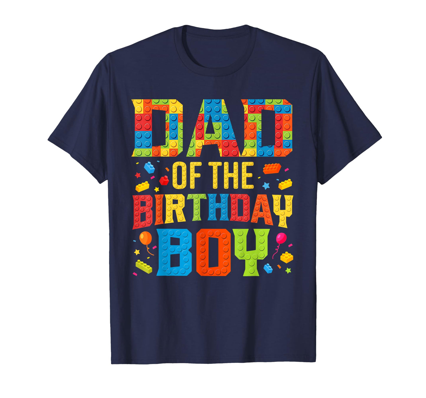 Dad Of The Birthday Boy Master Builder Building Blocks Kids T-Shirt
