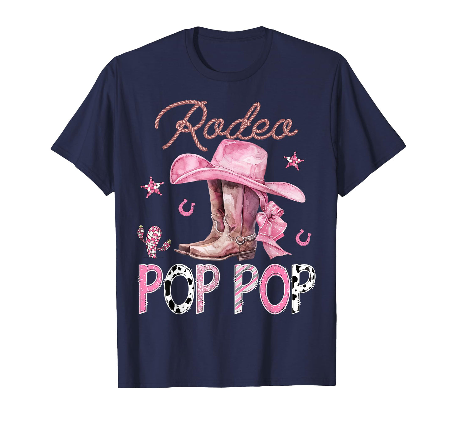 Rodeo Pop Pop Pink Boots Coquette CowGirl Birthday Party T-Shirt