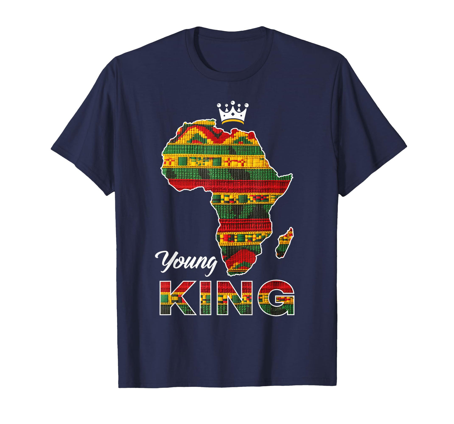 Young African King Map Kente Art Men Boy Black History Month T-Shirt