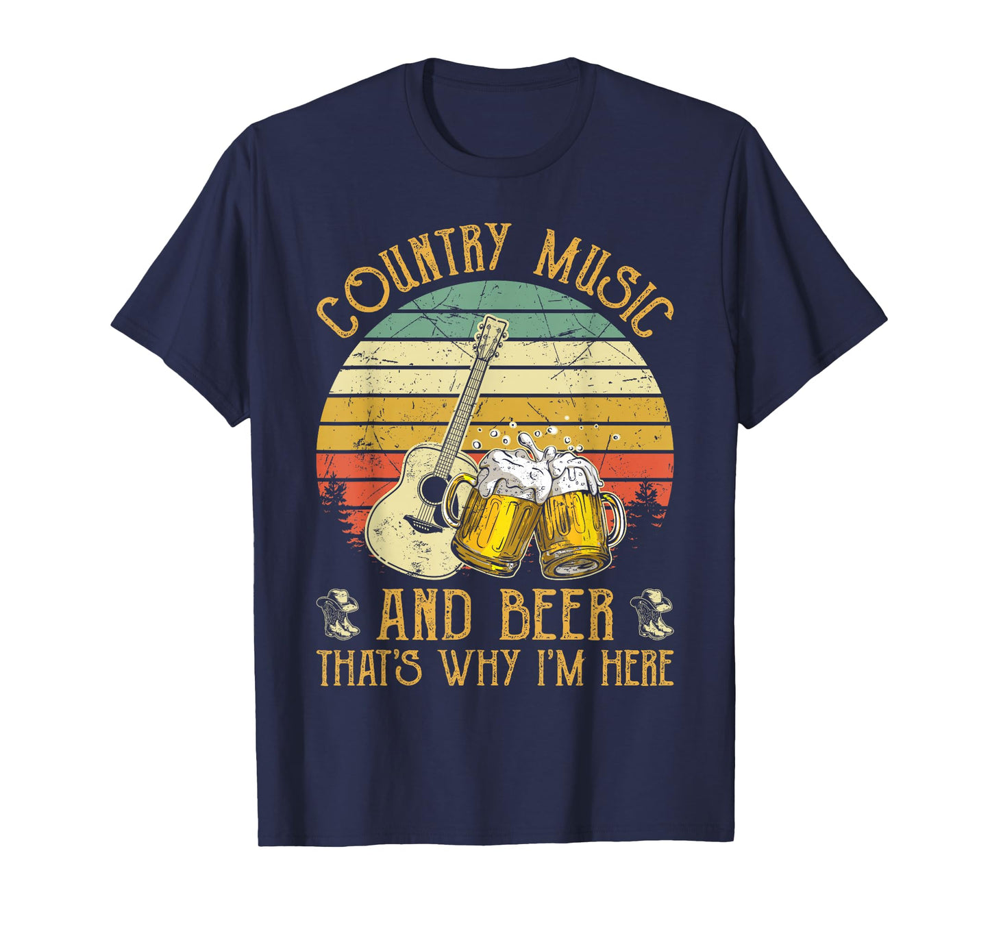 Retro Country Music And Beer That's Why I'm Here Vintage T-Shirt