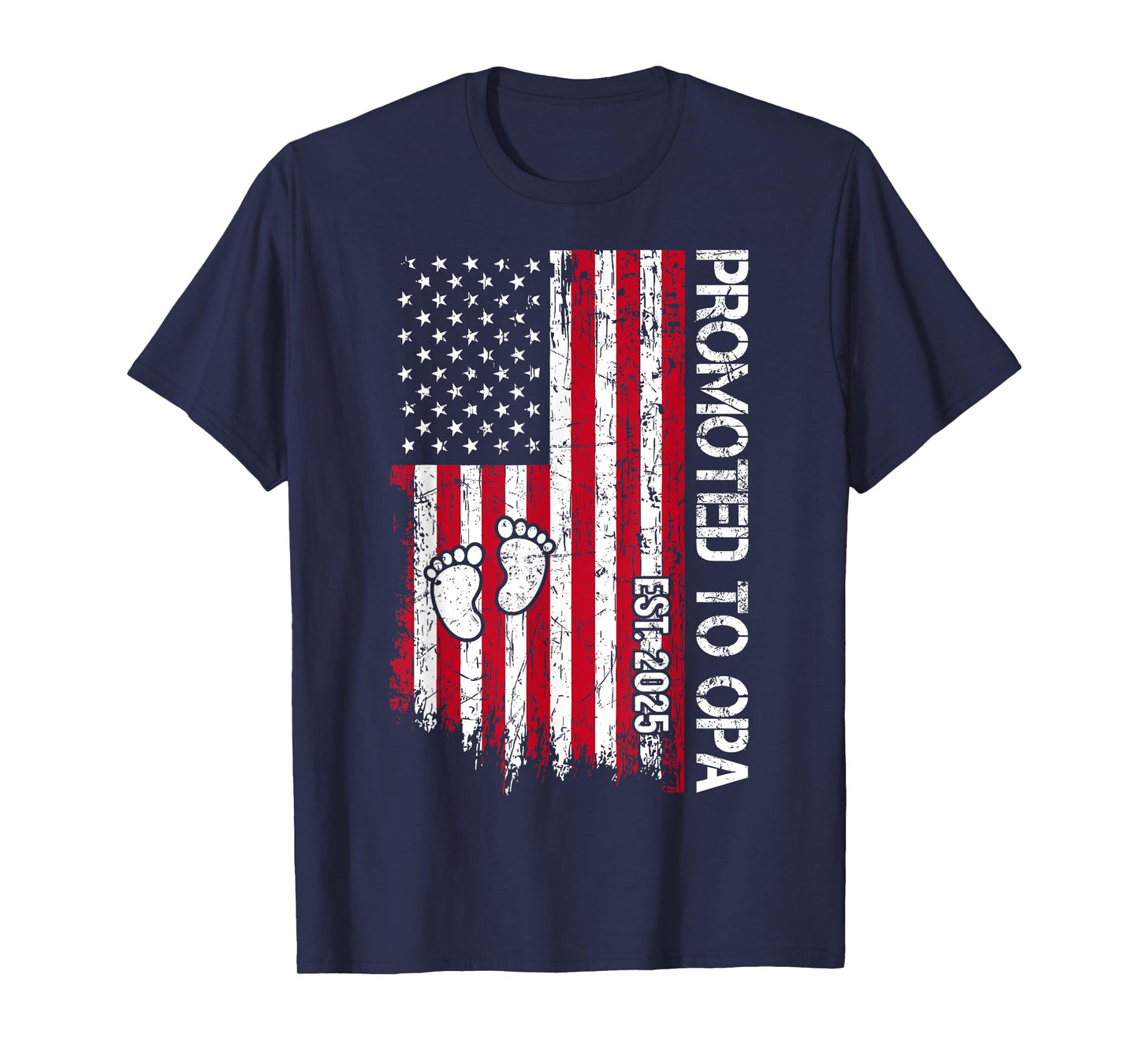 Patriotic Mens Promoted To Opa Est 2025 First Time Grandpa T-Shirt
