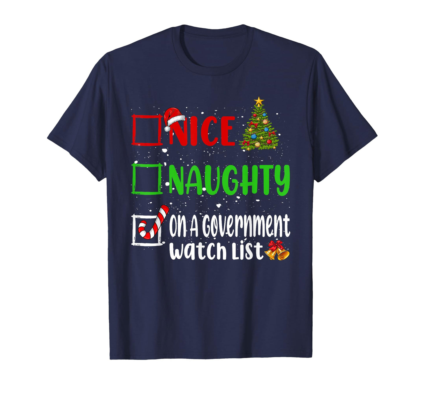 Nice Naughty List Funny Christmas List T-Shirt - Unisex Adult, Black, Small, Short Sleeve, T-Shirt