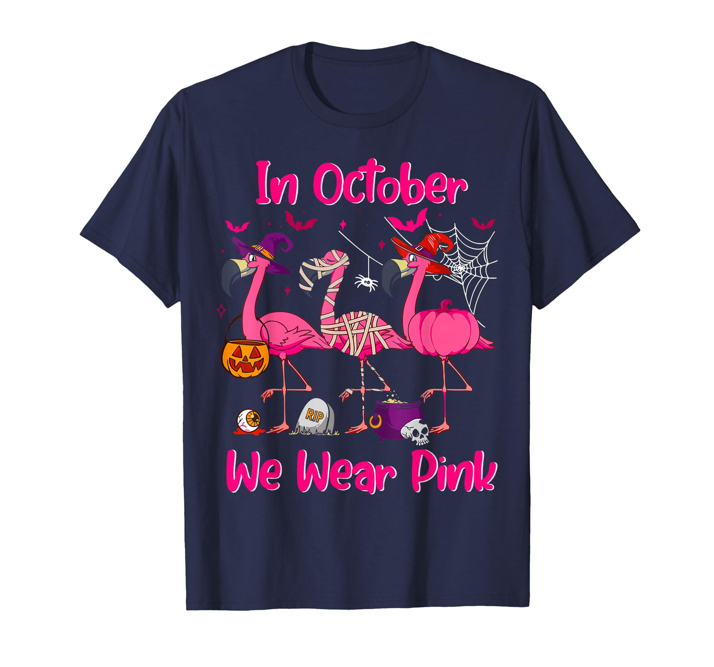 In October We Wear Pink Flamingo Breast Cancer Awareness T-Shirt