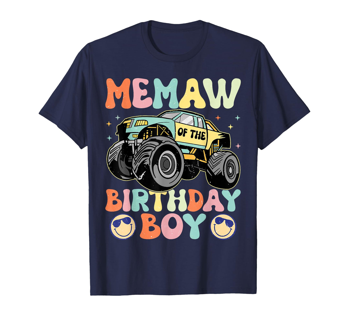 Monster Truck Memaw Of The Birthday Boy Matching Family T-Shirt