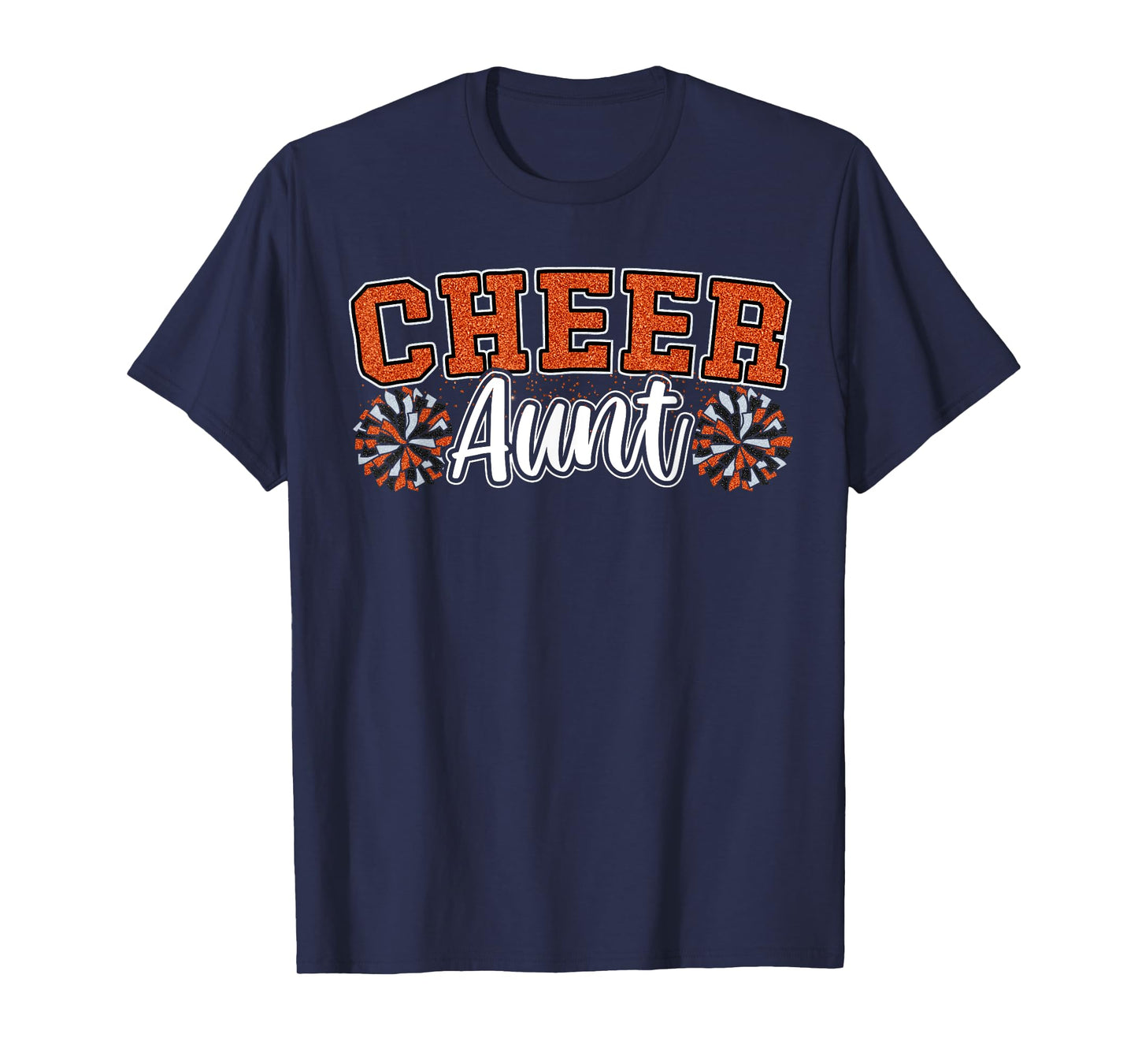 Loud Proud Cheer Aunt Team Orange Pom Poms Cheerleader Women T-Shirt
