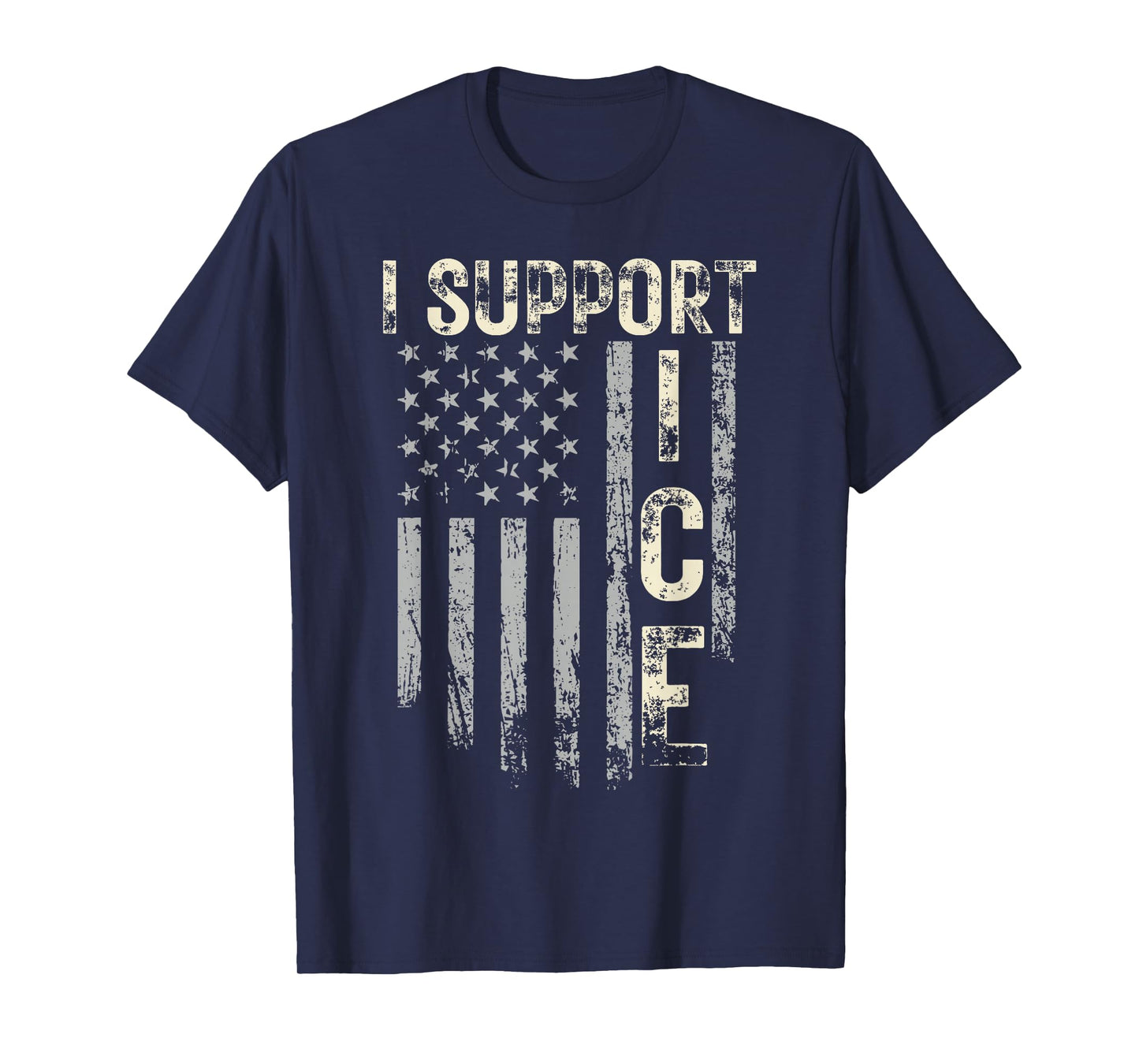 Support ICE Immigration Officers American Flag Border Patrol T-Shirt