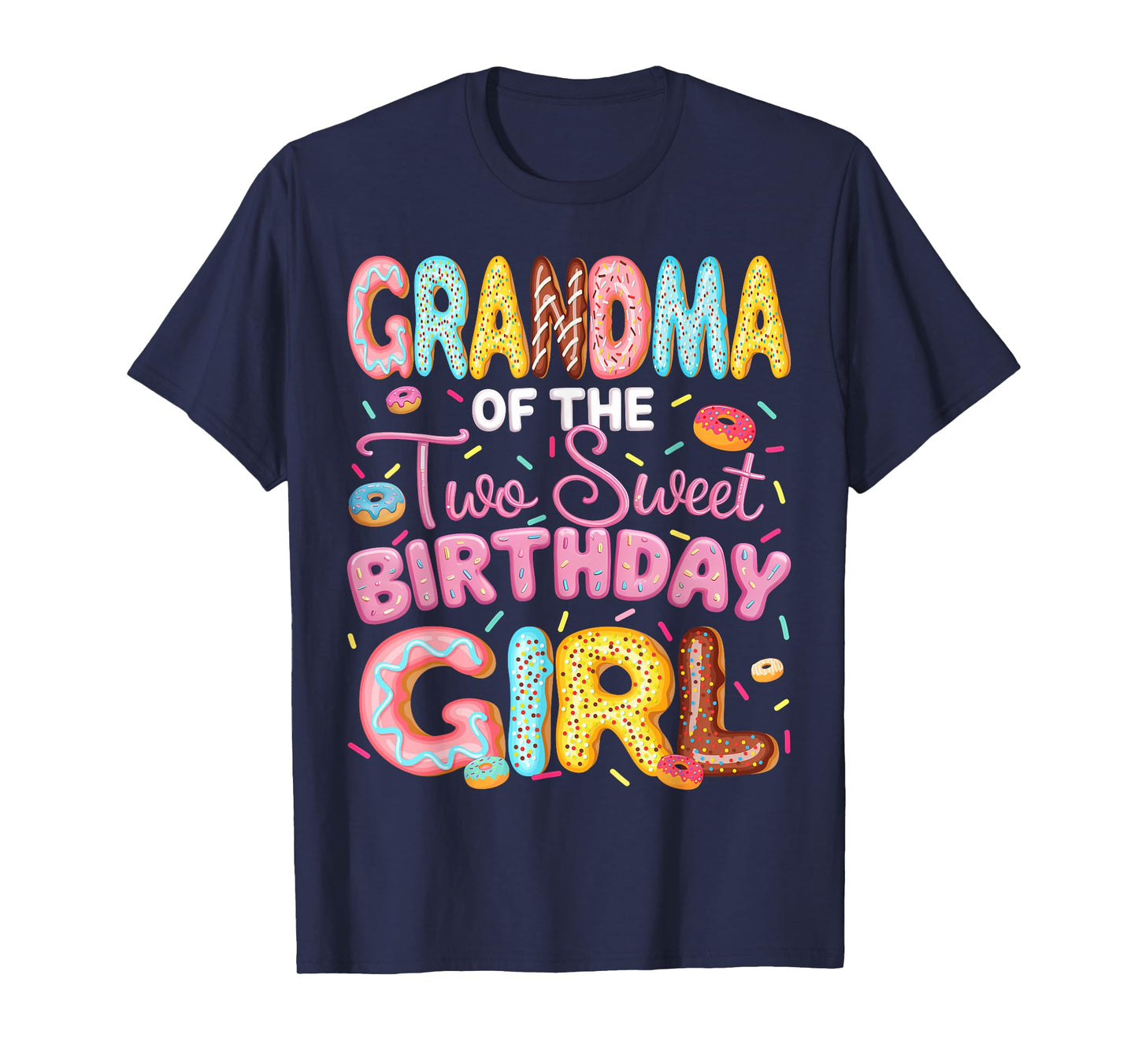 Grandma Of The Two Sweet Birthday Girl Donut 2Nd Birthday T-Shirt