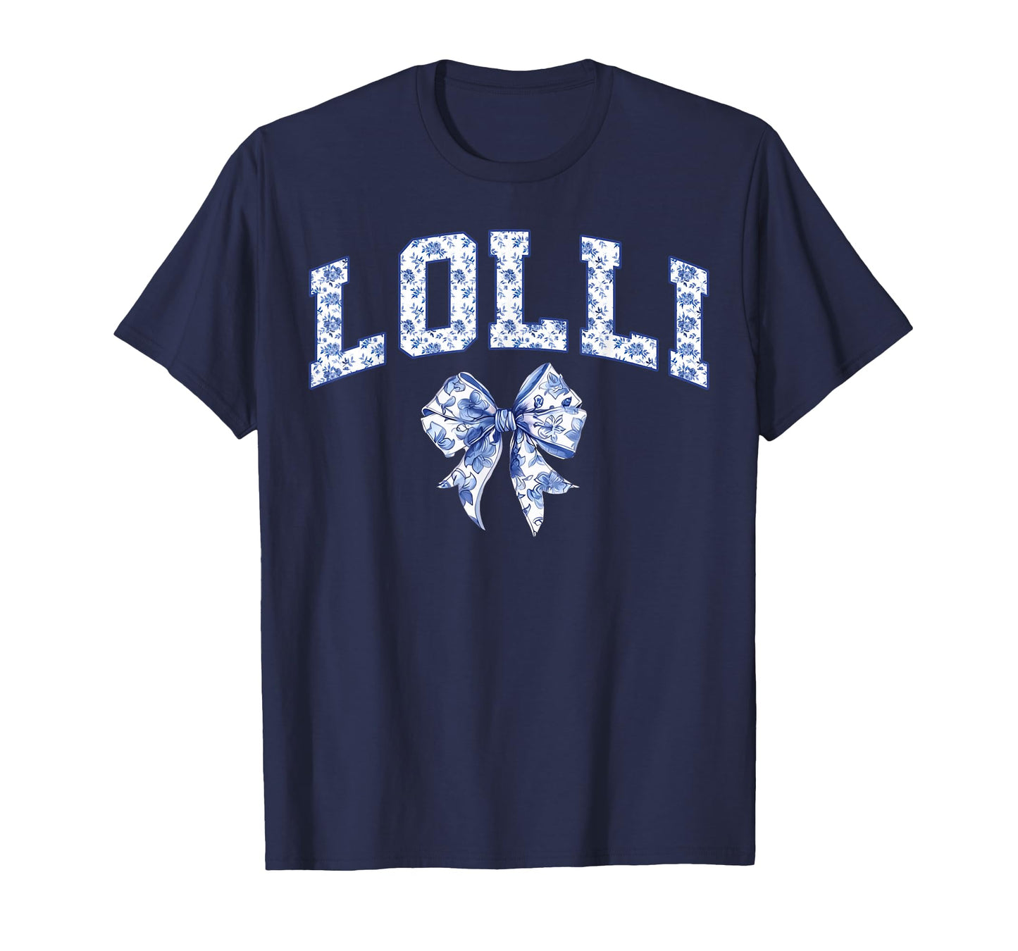 Lolli Coquette Toile Blue Bow Floral Family Matching T-Shirt