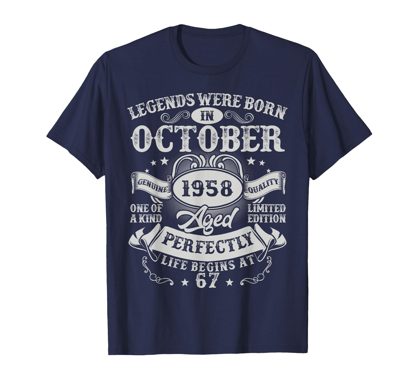 Legends Were Born in October 1958 Vintage 67th Birthday Men T-Shirt