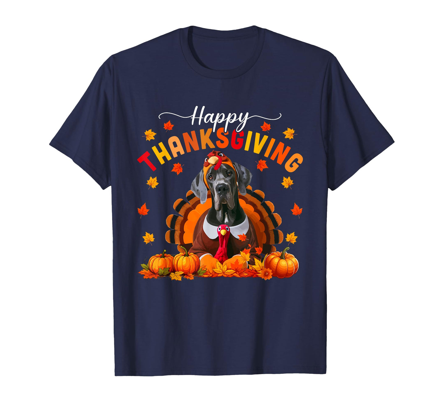 Happy Thanksgiving Great Dane Cosplay Fall Turkey Owner Kids T-Shirt