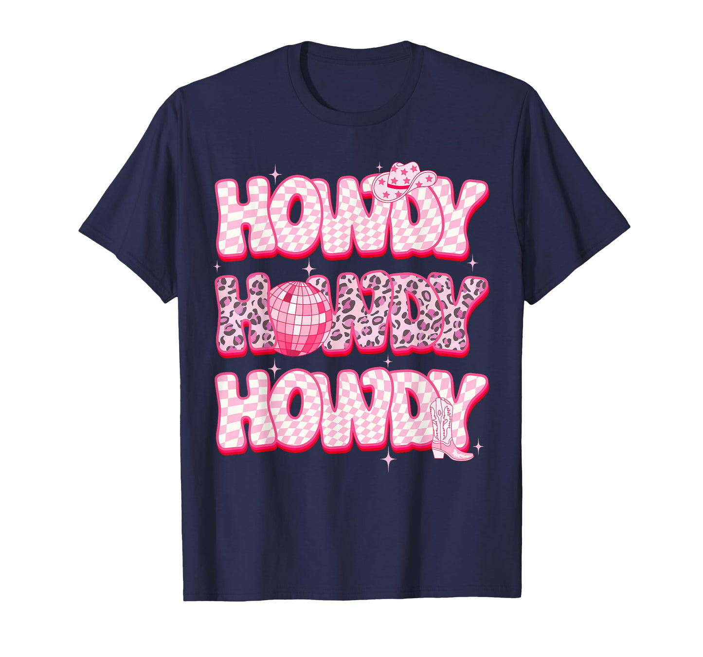 Disco Howdy Western Rodeo Girl Country Pink Cowgirl Leopard T-Shirt