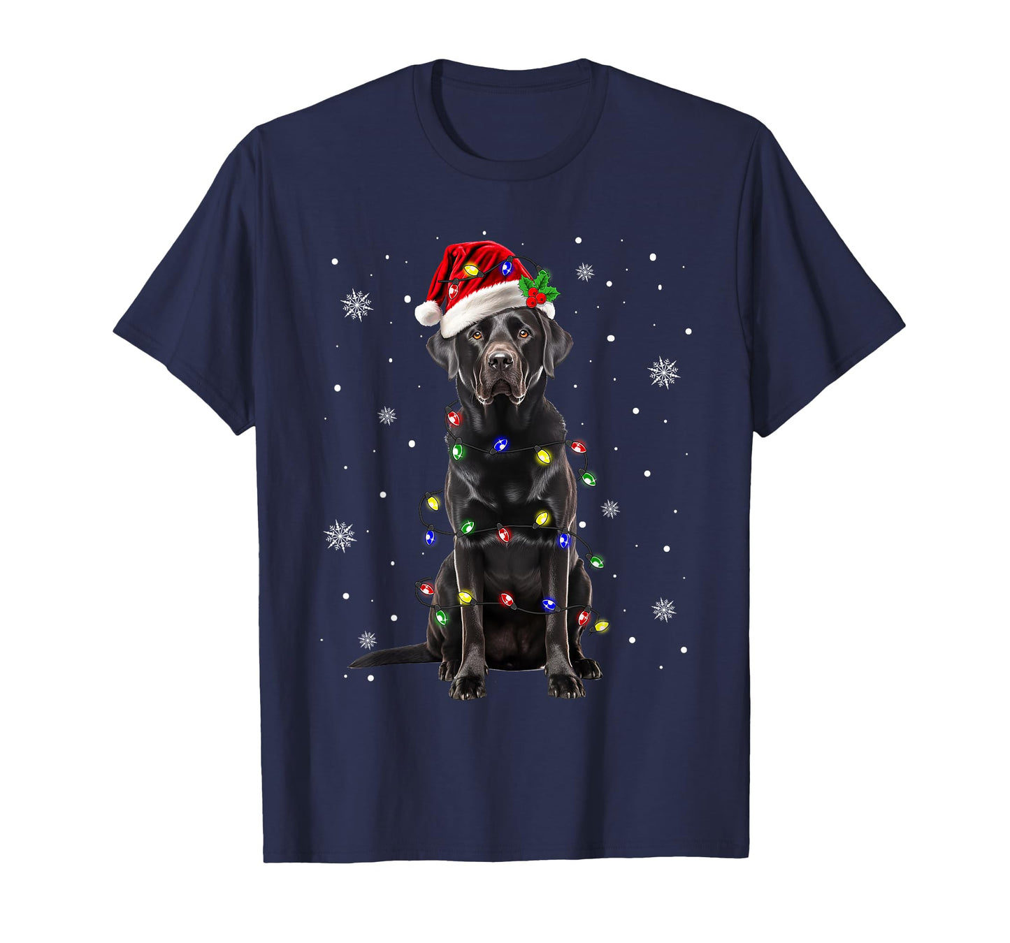Black Lab Labrador Christmas Tree Light Pajama Dog Xmas T-Shirt