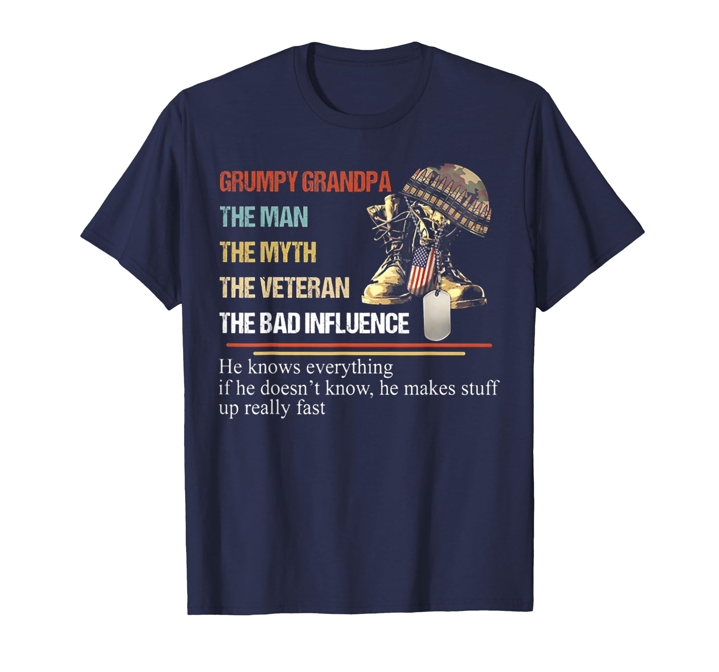 Grumpy Grandpa The Man The Myth The Veteran T-Shirt