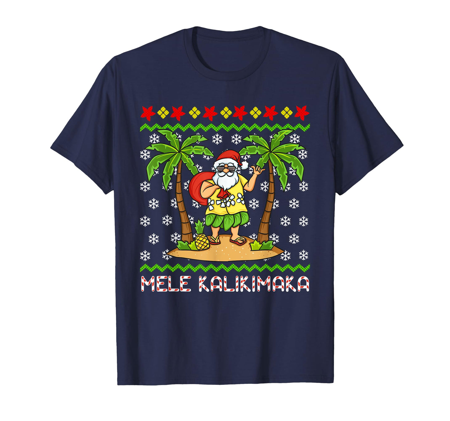 Mele Kalikimaka Hawaiian Christmas In July Hawaii Santa T-Shirt