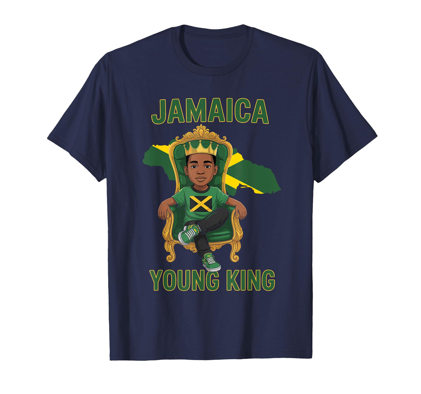 Jamaica Young King Proud Jamaican Flag For Boys T-Shirt