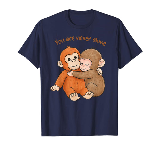 Punch The Cute Baby Monkey Hugging You are Never Alone T-Shirt