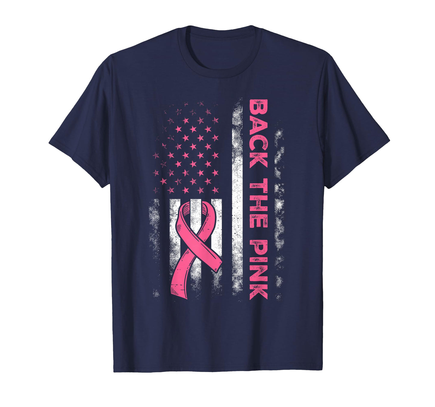 Back The Pink Us Flag Breast Cancer Awareness Women Men Kids T-Shirt