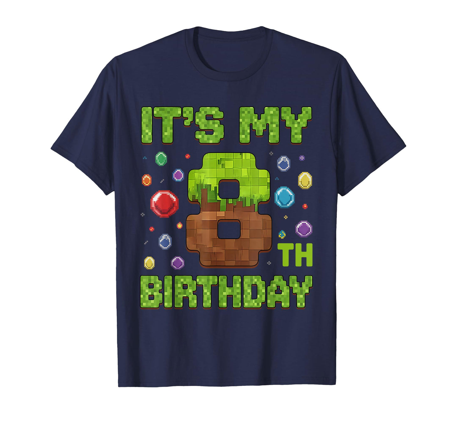 Kids It's My 8th Birthday Video Game Pixel 8 Year Old T-Shirt