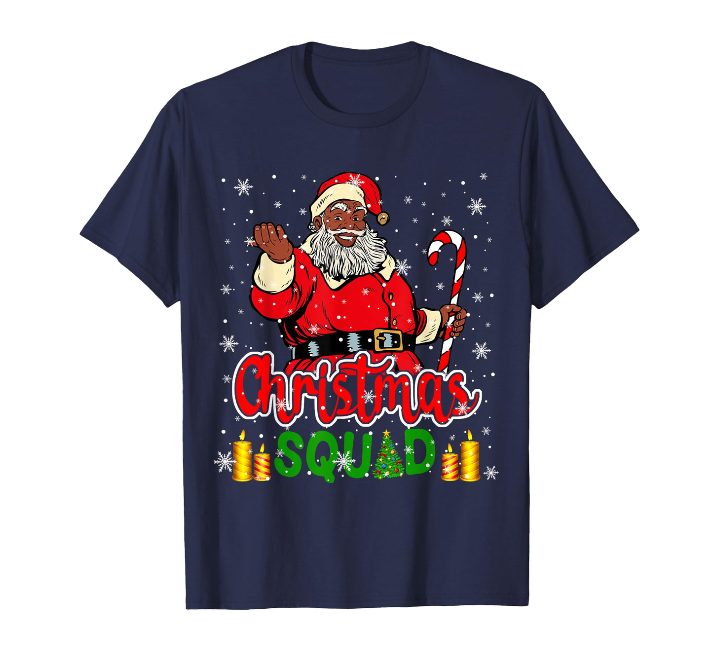 Christmas Squad Santa Afro Man Proud Black African American T-Shirt