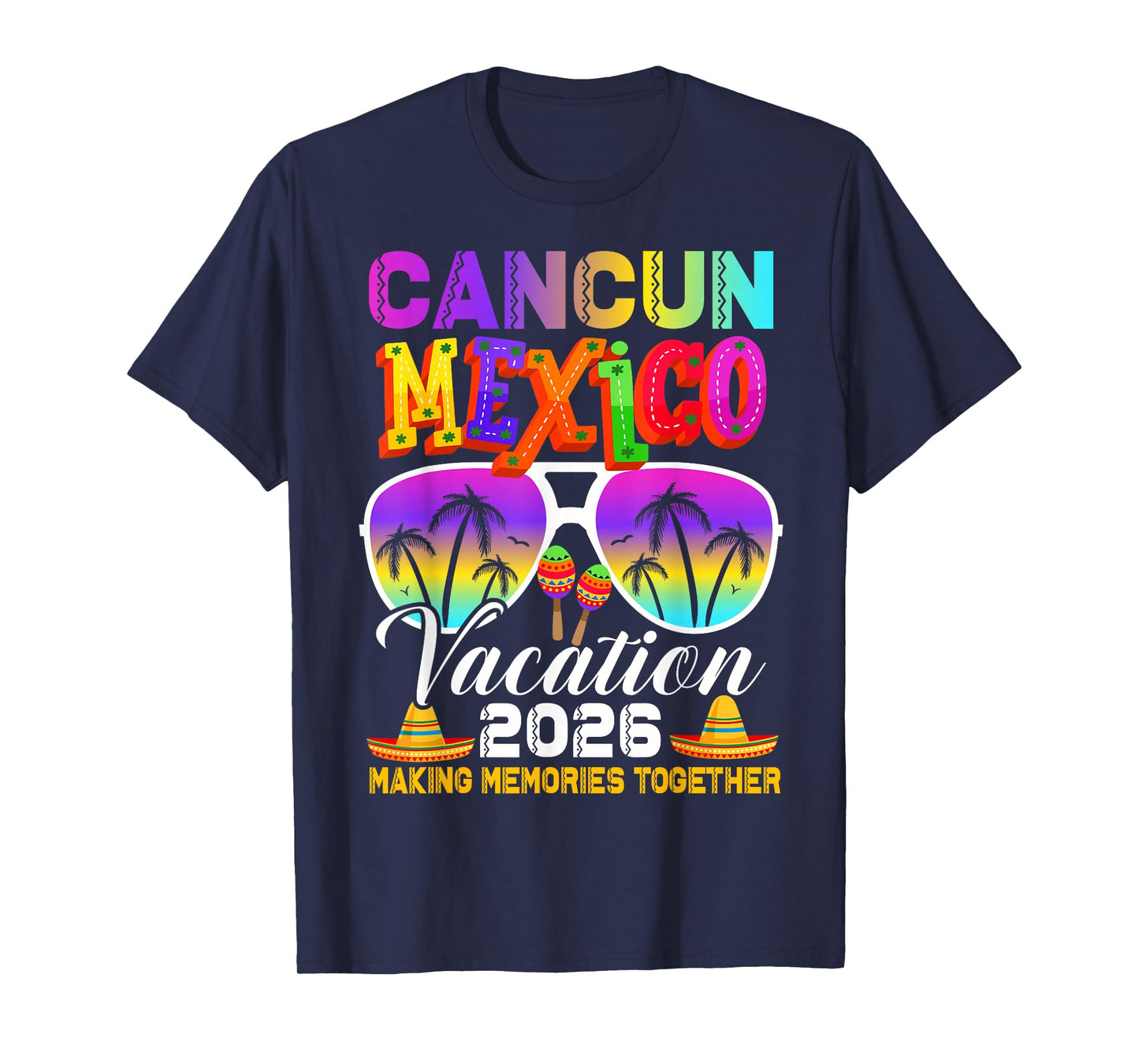 Cancun Mexico Vacation Beach 2026 Trip Group Squad Colorful T-Shirt