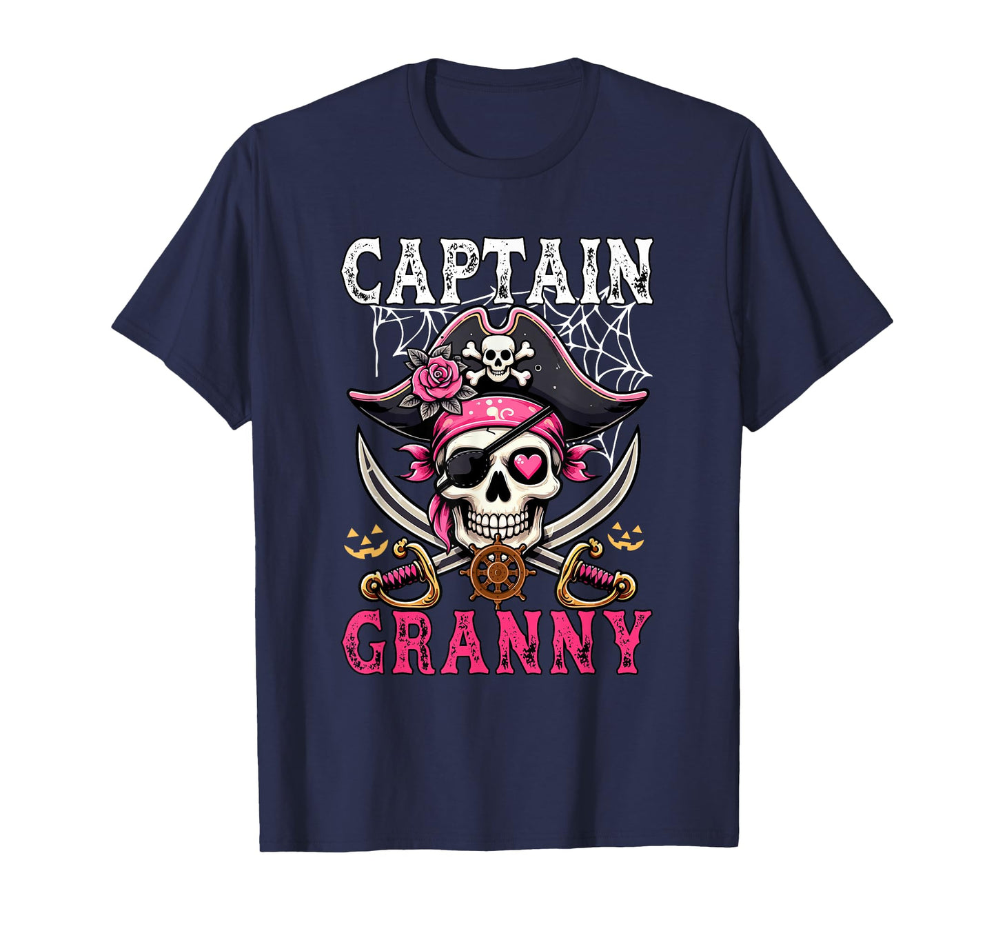 Captain Granny Halloween Skull As Pirate Floral Cute Women T-Shirt