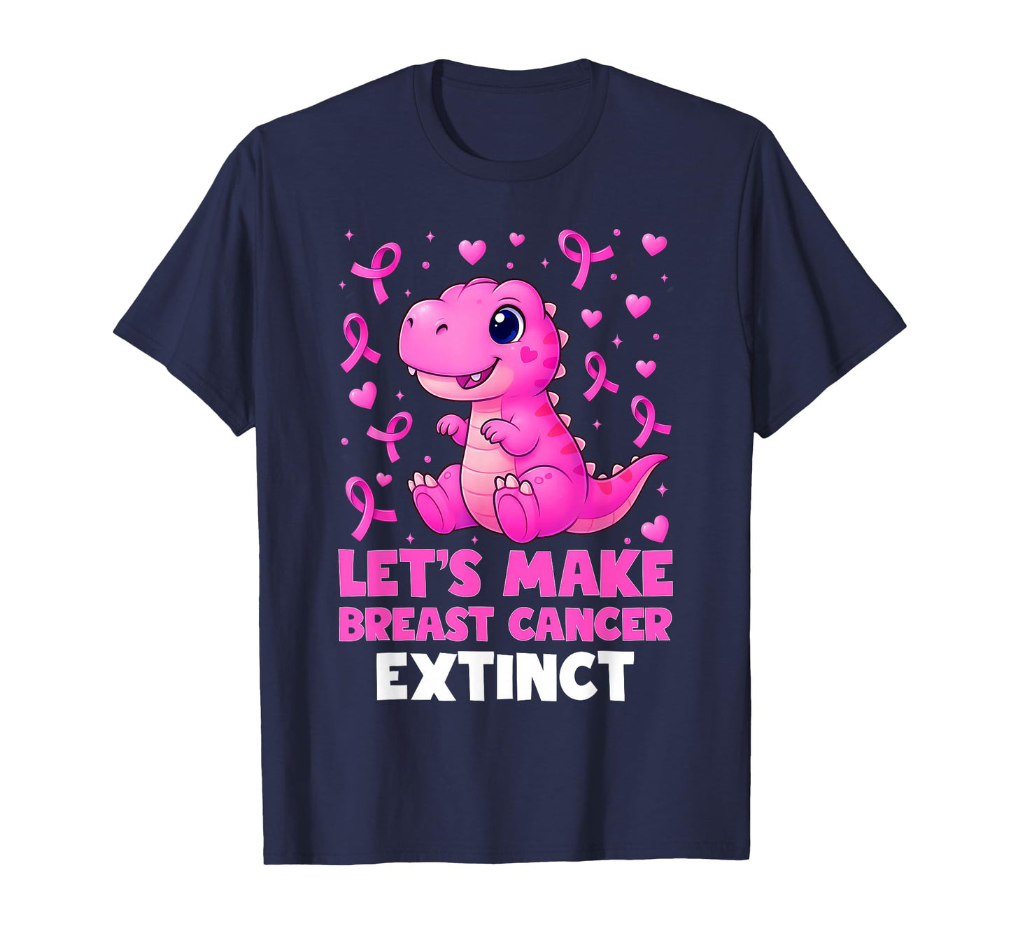 Lets Make Breast Cancer Extinct Pink Dinosaur Kids Boys Girl T-Shirt
