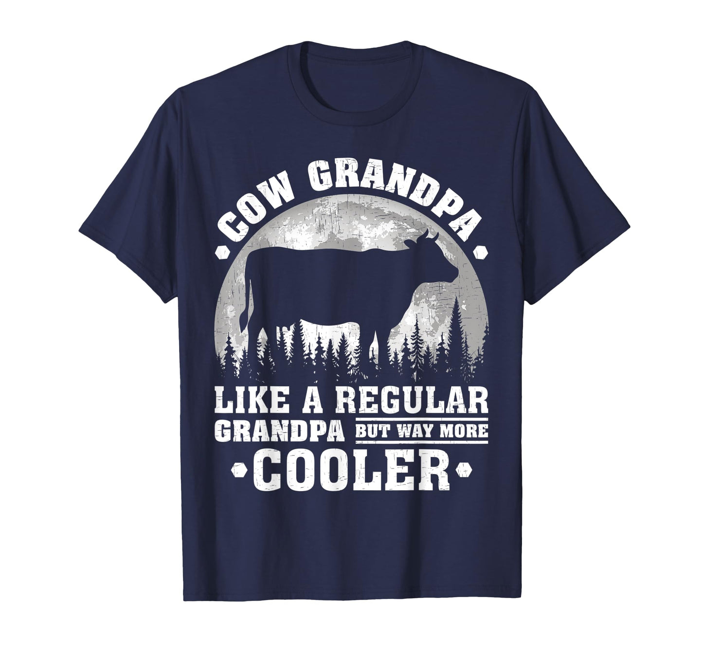 Mens Cow Grandpa Funny Moon Vintage Cow Father's Day T-Shirt