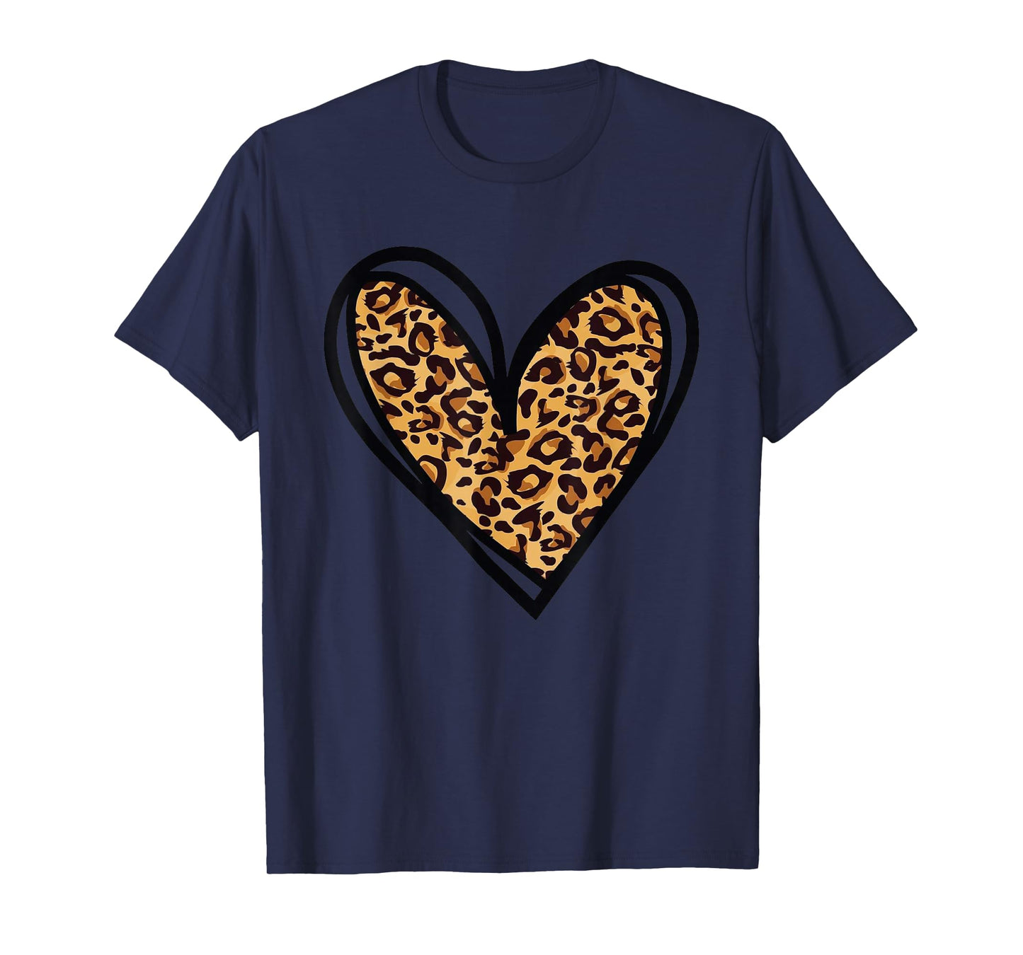Love Cheetah Leopard Print Heart Valentines Day Girls Women T-Shirt