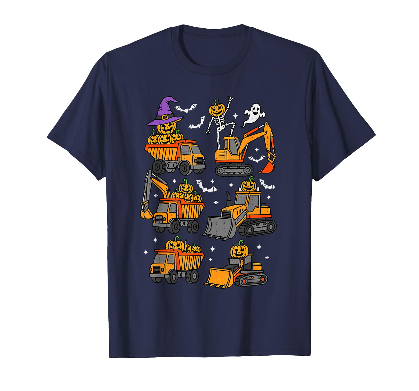 Construction Trucks Excavator Spooky Halloween Toddler Kids T-Shirt