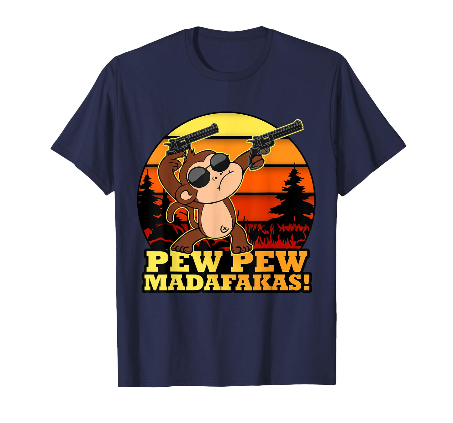 Crazy Monkey Pew Pew Madafakas Funny Vintage Monke T-Shirt