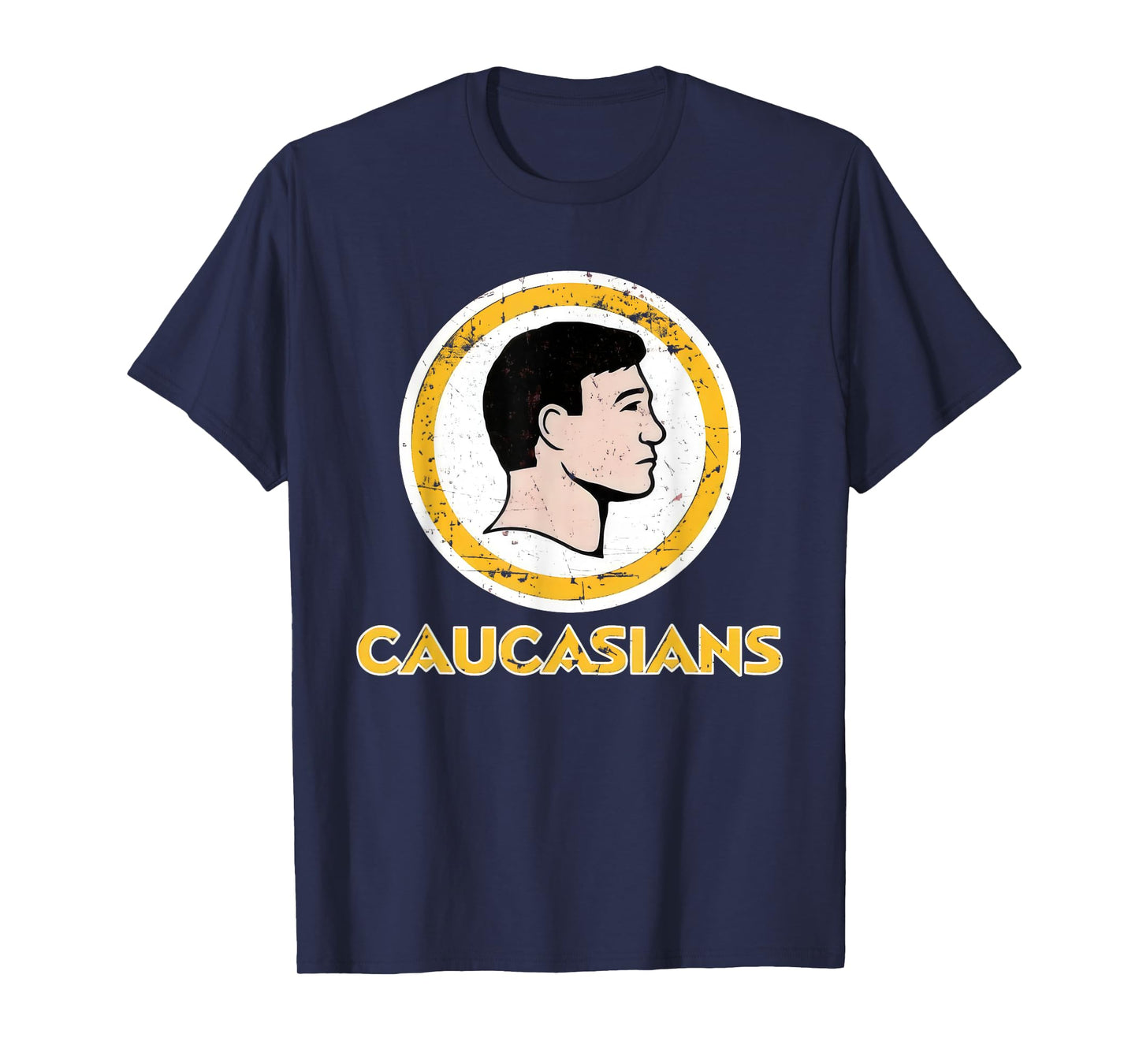 Caucasians Funny Retro Sports Logo Pun - Sarcastic Parody T-Shirt