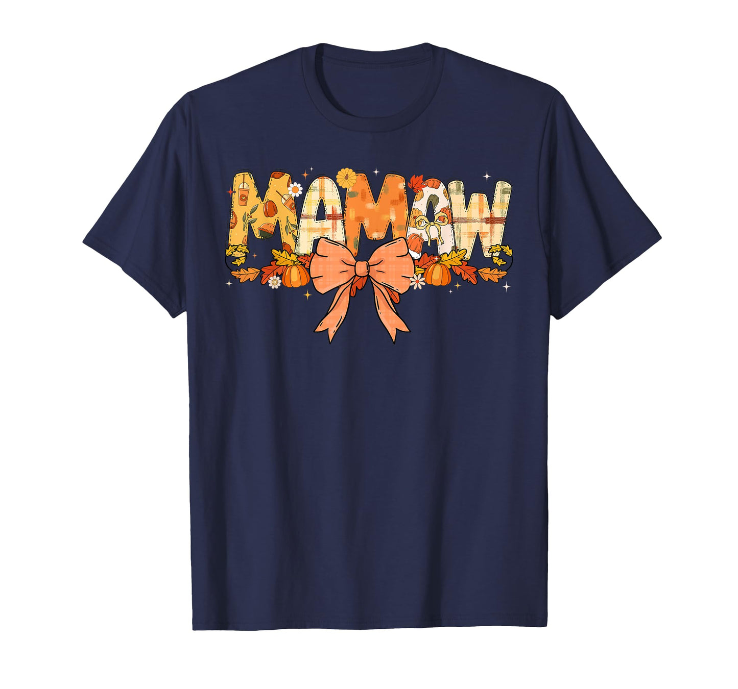 Mamaw Pumpkin Fall Coquette Bow Thanksgiving Mom Women T-Shirt