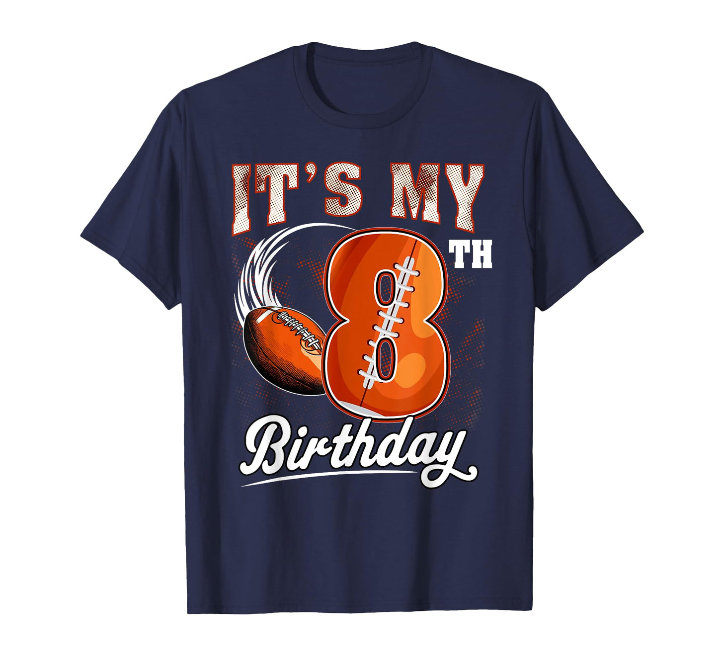 Kids 8 Year Old It's My 8th Birthday Football Themed Party T-Shirt