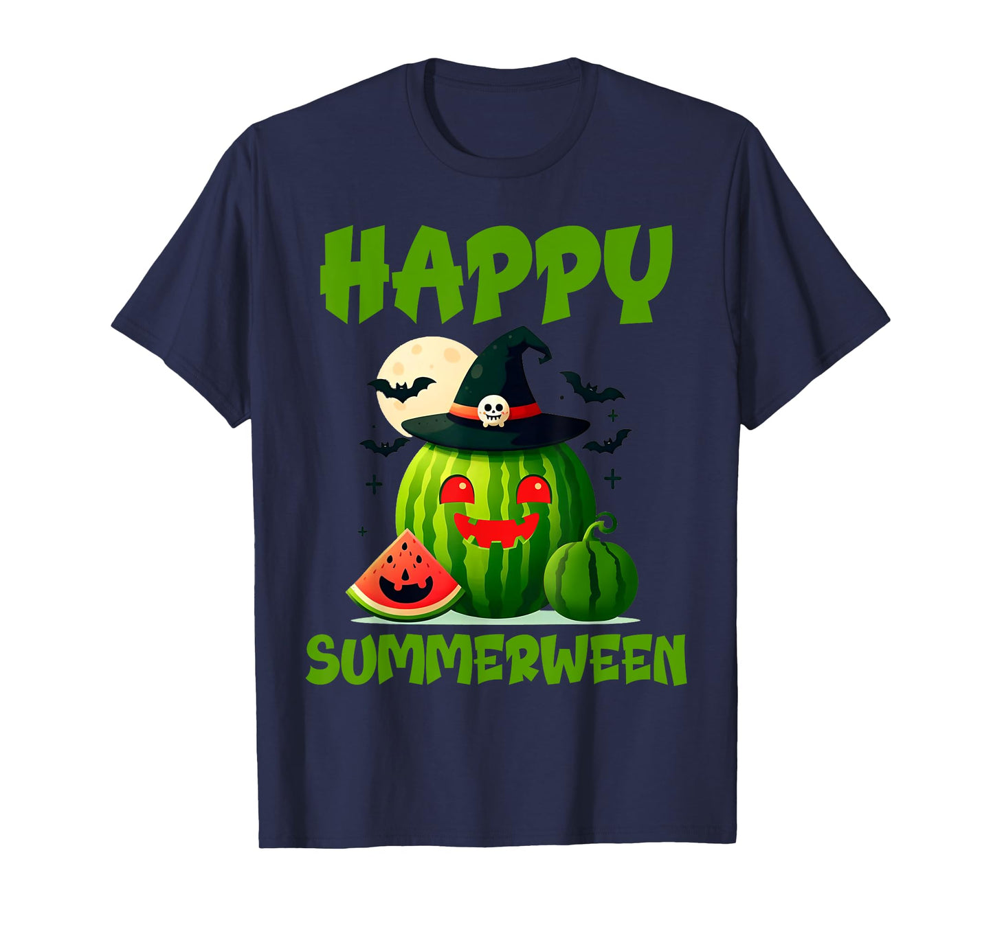 Happy Summerween Summer Watermelon Jack-o-lantern Halloween T-Shirt for Men Women