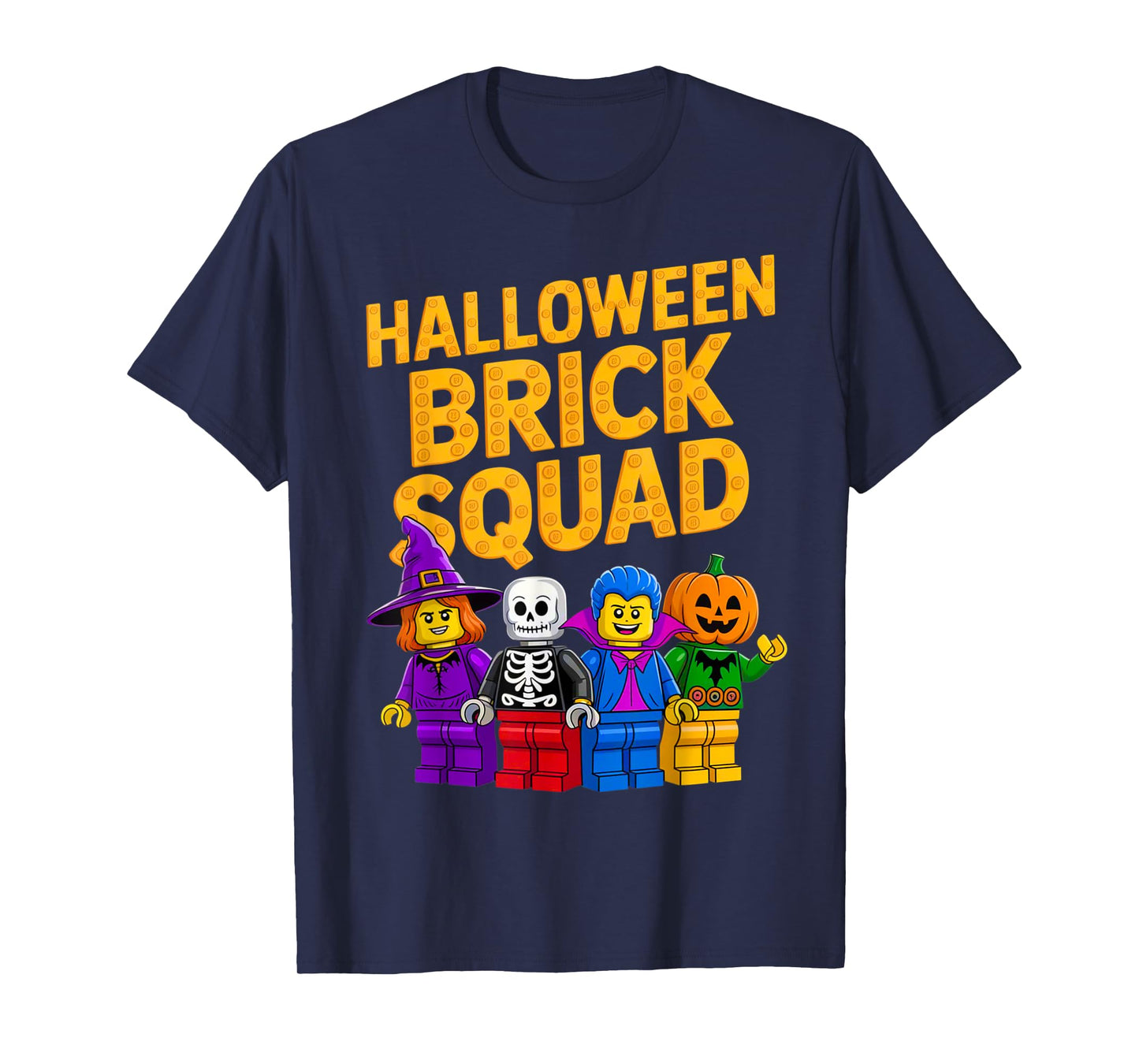 Halloween Brick Squad Costume Master Builder Blocks Building T-Shirt
