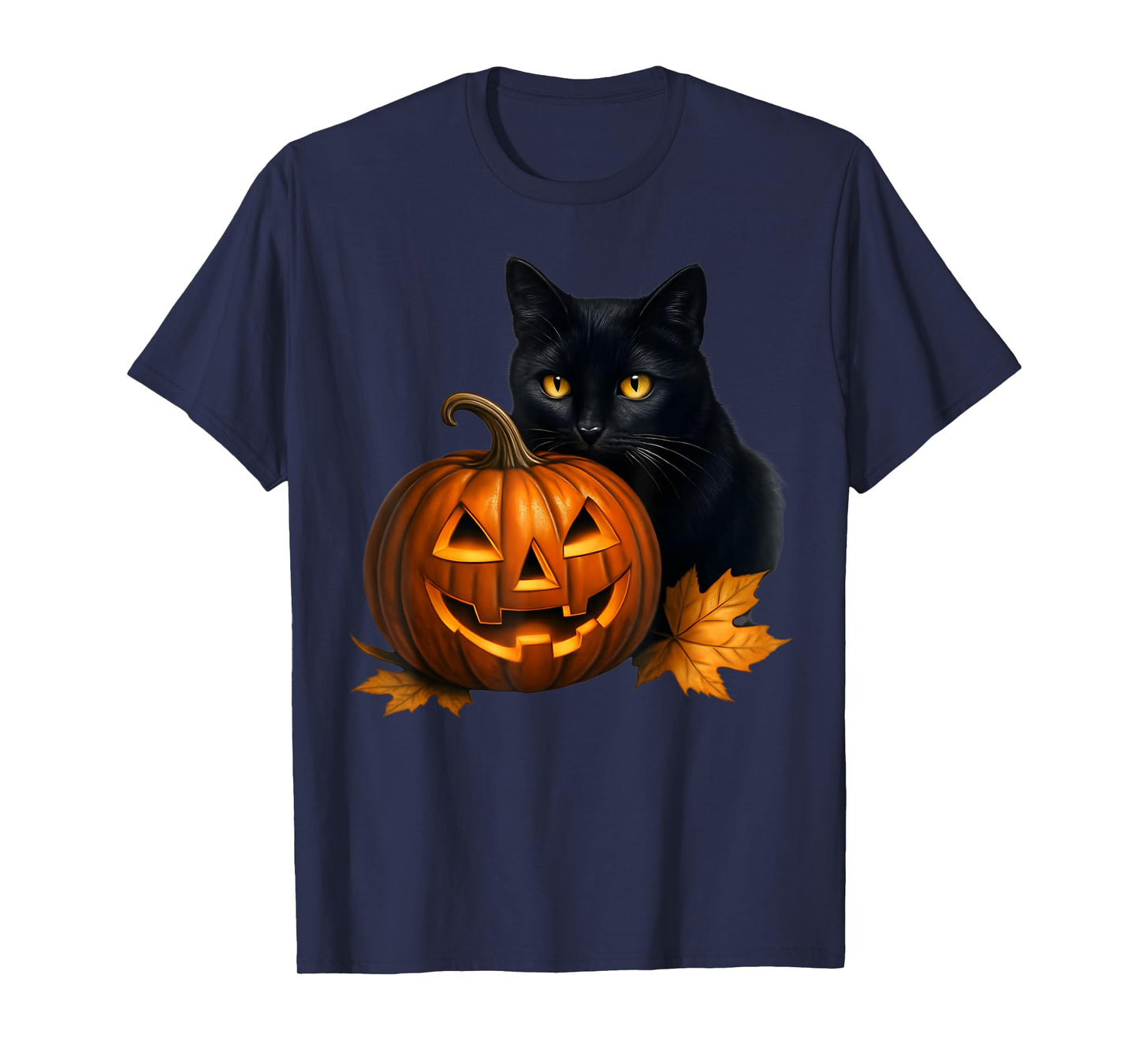 Retro Black Cat Halloween Pumpkin Costume for Women Men Kids T-Shirt