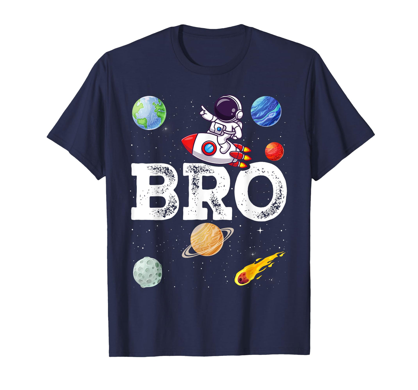 Brother Bro Space Astronaut Birthday Family Matching T-Shirt