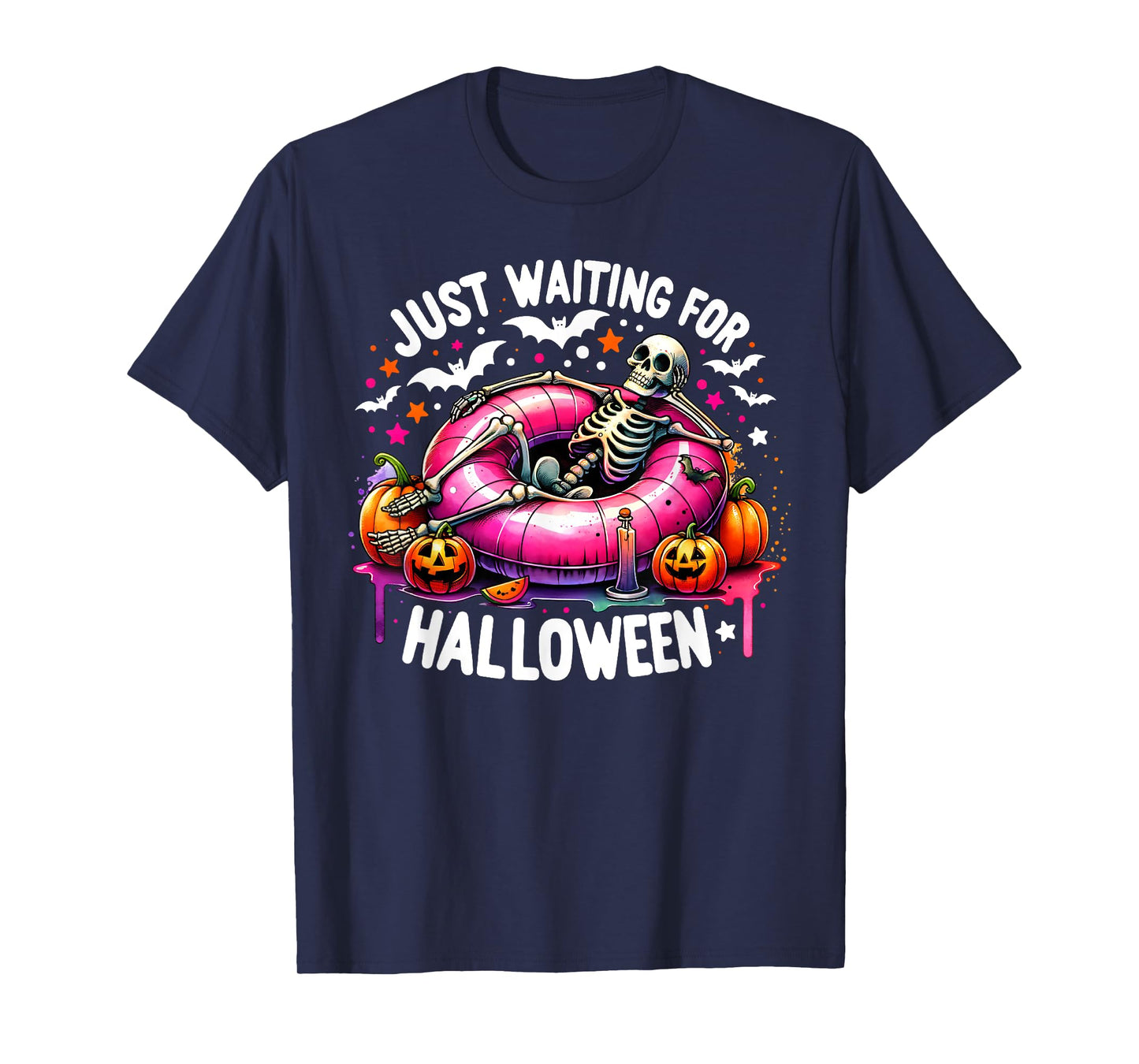 Summer Skeleton Jack O Lantern Just Waiting For Halloween Men Women Kids T-Shirt