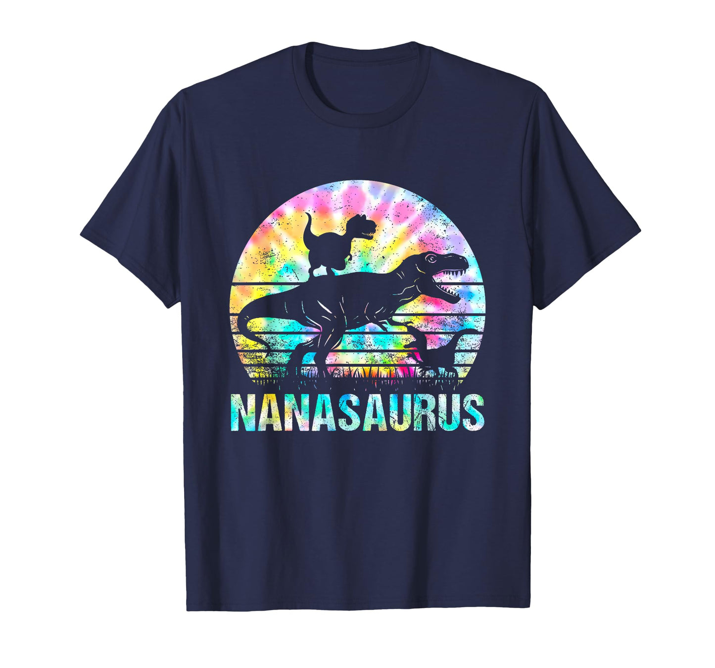 Nanasaurus T Rex Dinosaur Mom Saurus Tie Dye Vintage 70s T-Shirt
