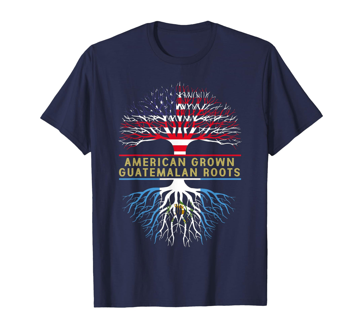 American Grown Guatemalan Roots America Guatemala Tree Flag T-Shirt