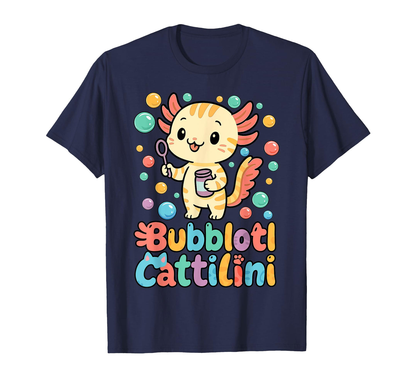 Funny Kids Who Love Bubbles Italian Brainrot Cat Axolotl T-Shirt