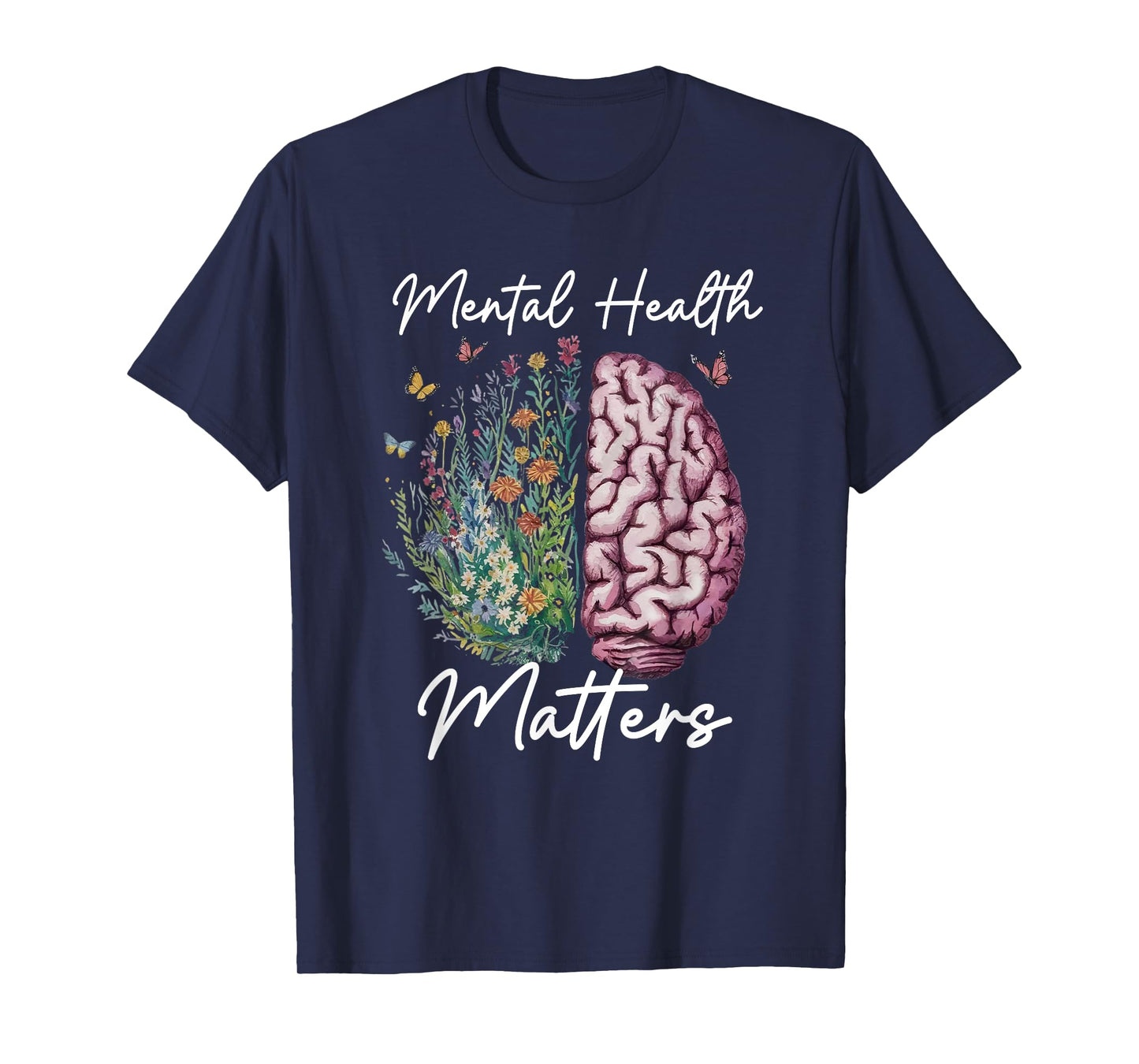 Wildflower Floral Brain Mental Health Awareness Month T-Shirt
