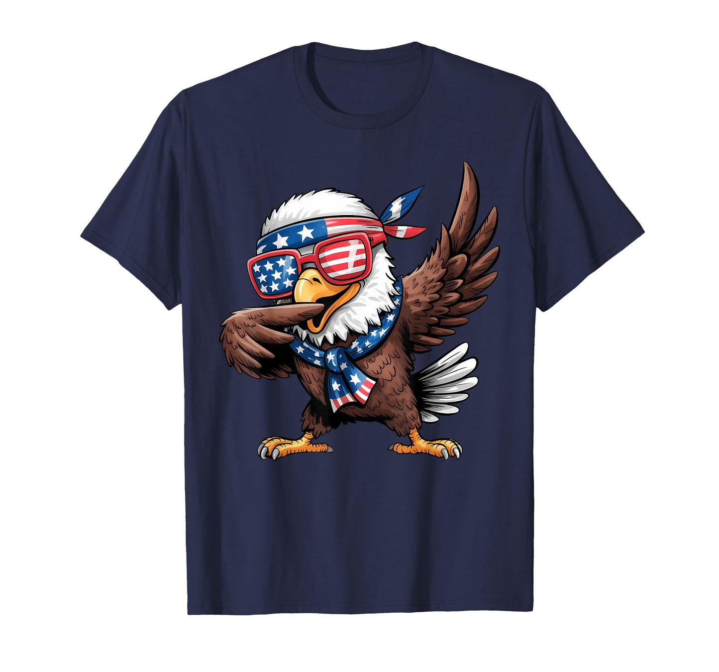 Funny Dabbing Bald Eagle USA Flag 4th of July Men Women T-Shirt
