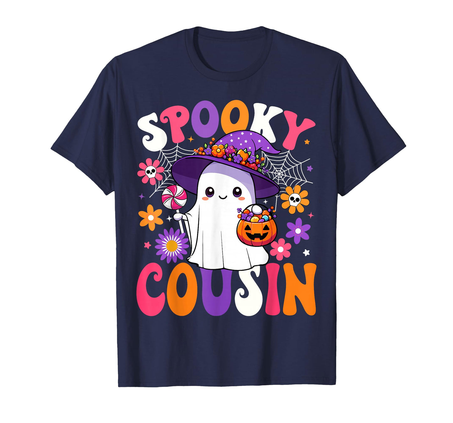 Groovy Spooky Cousin Halloween Ghost Pumpkin Halloween T-Shirt