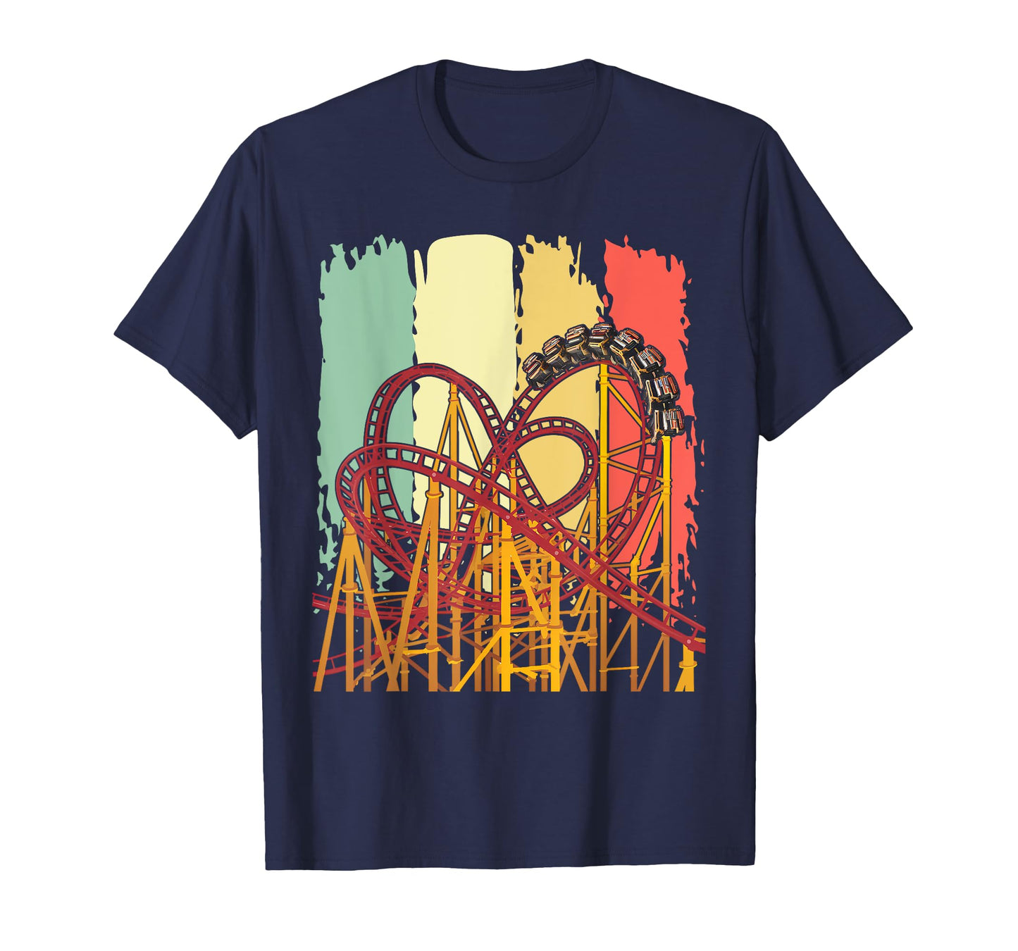 Roller Coaster Lover Gift Co. Retro Roller Coaster T-Shirt - Unisex-Adults/Kids - Black - Small - Short Sleeve - Classic Fit - Cotton Blend - Machine Wash