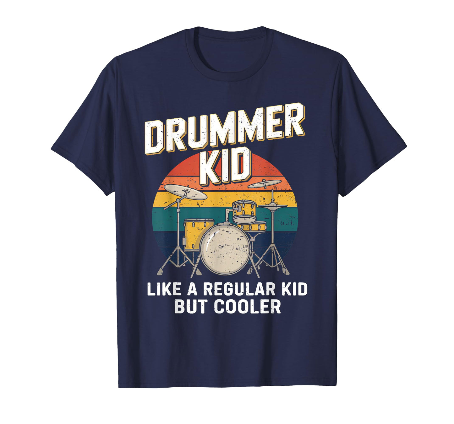 Vintage Drummer Kid Drumming Percussionist Drums Kids Boys T-Shirt
