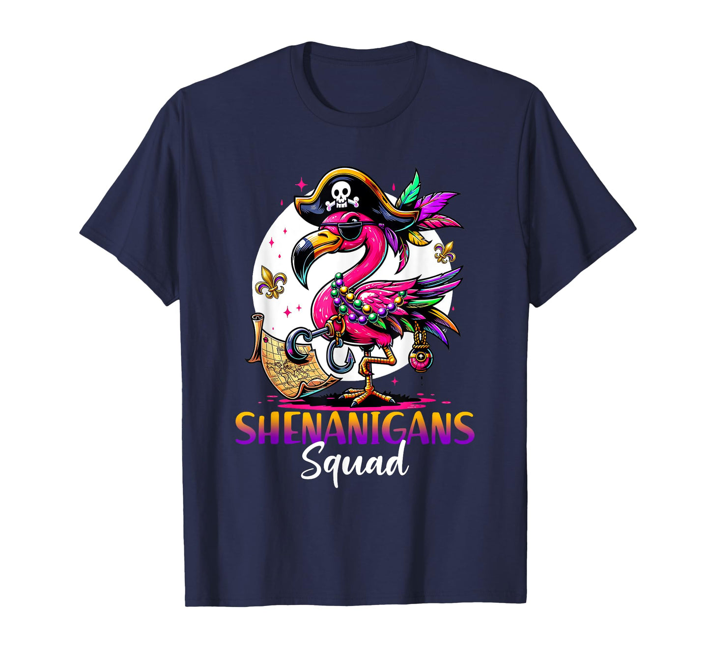 Shenanigans Squad Mardi Gras Flamingo Parade Carnaval Bling T-Shirt