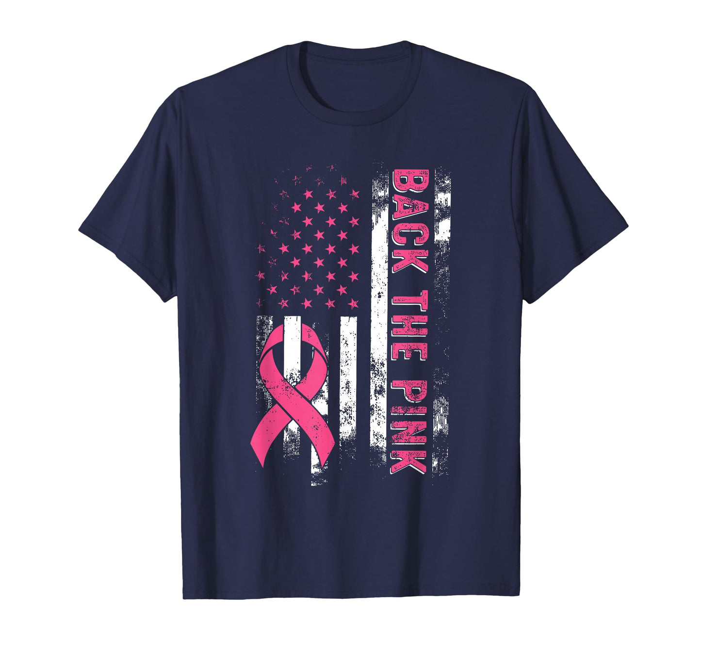 Back The Pink Us Flag Breast Cancer Awareness Women Men Kids T-Shirt